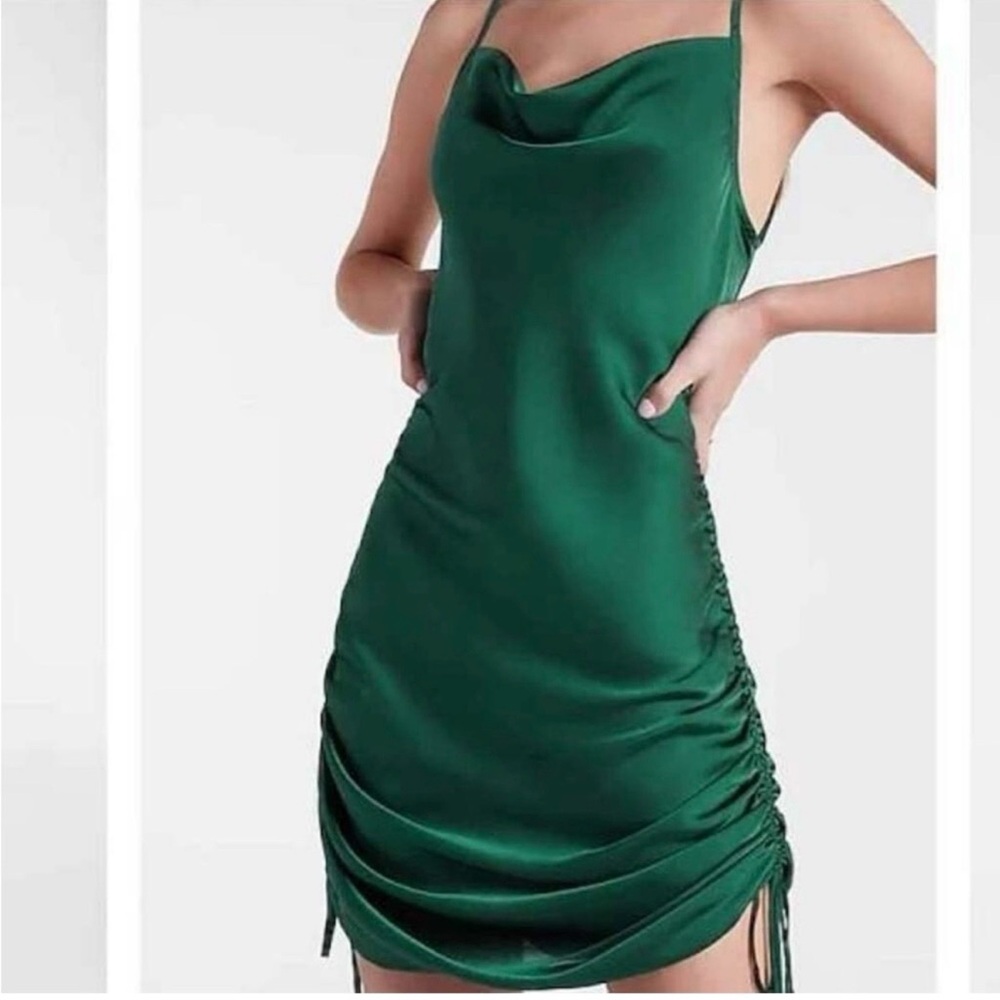 Express Green Satin Slip Dress